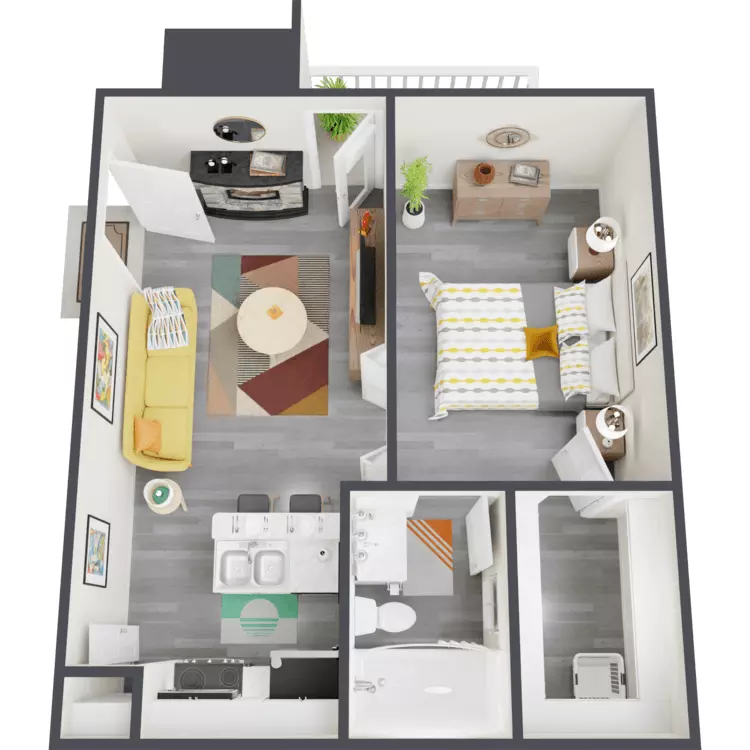 1 Bed • 1 Bath 6304 floor plan