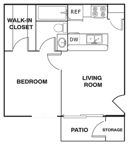 1 Bed • 1 Bath A1 floor plan