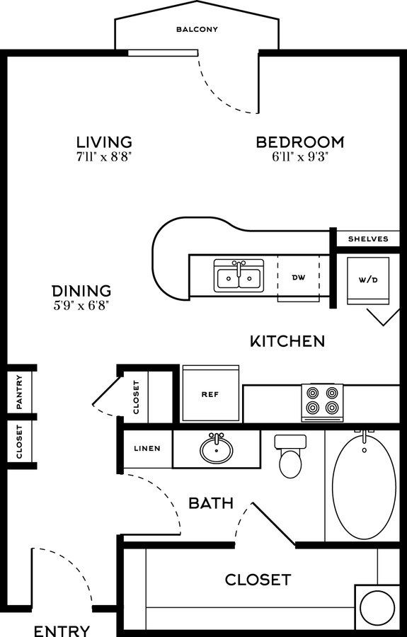 Studio • 1 Bath 801 floor plan