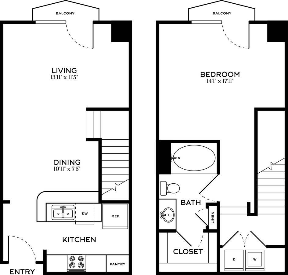 1 Bed • 1 Bath 2613 floor plan