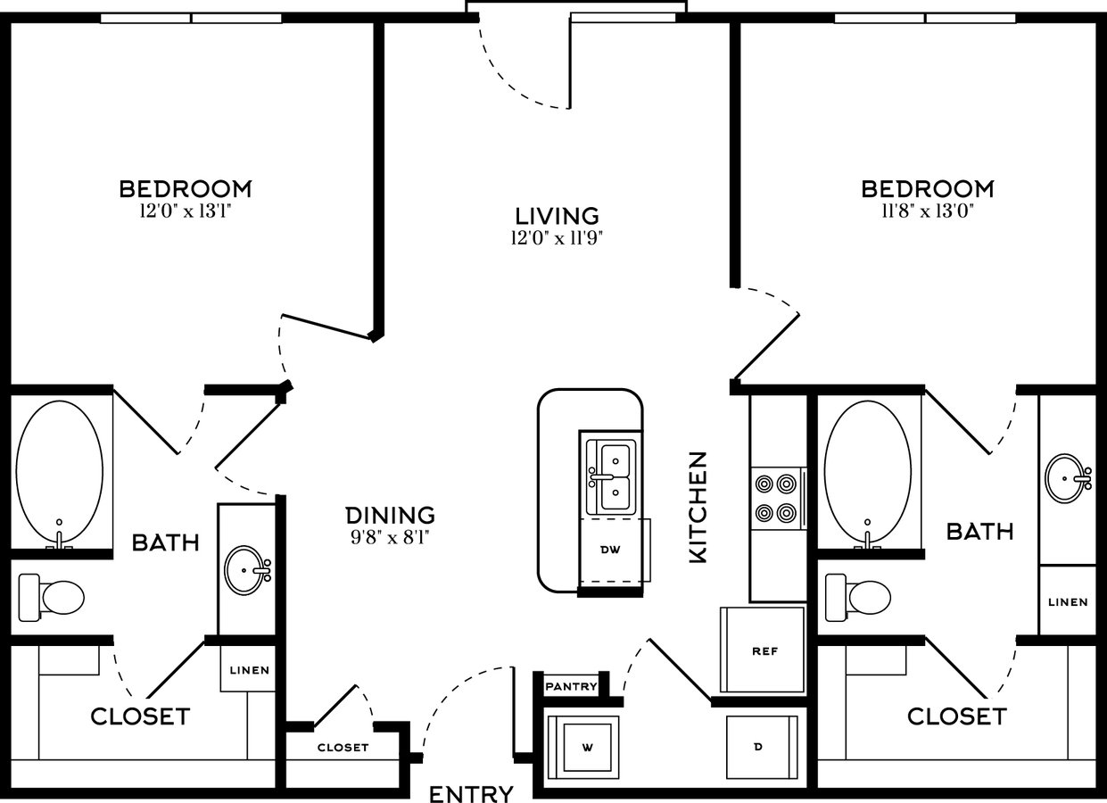2 Beds • 2 Bath 1401 floor plan