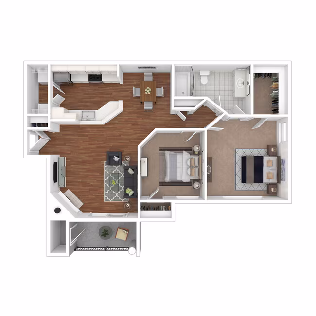 2 Beds • 2 Bath 1035 floor plan