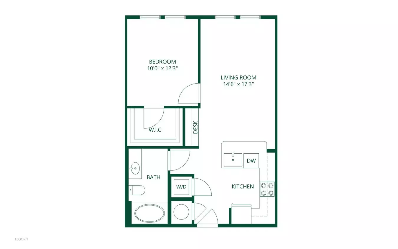 1 Bed • 1 Bath 102 floor plan