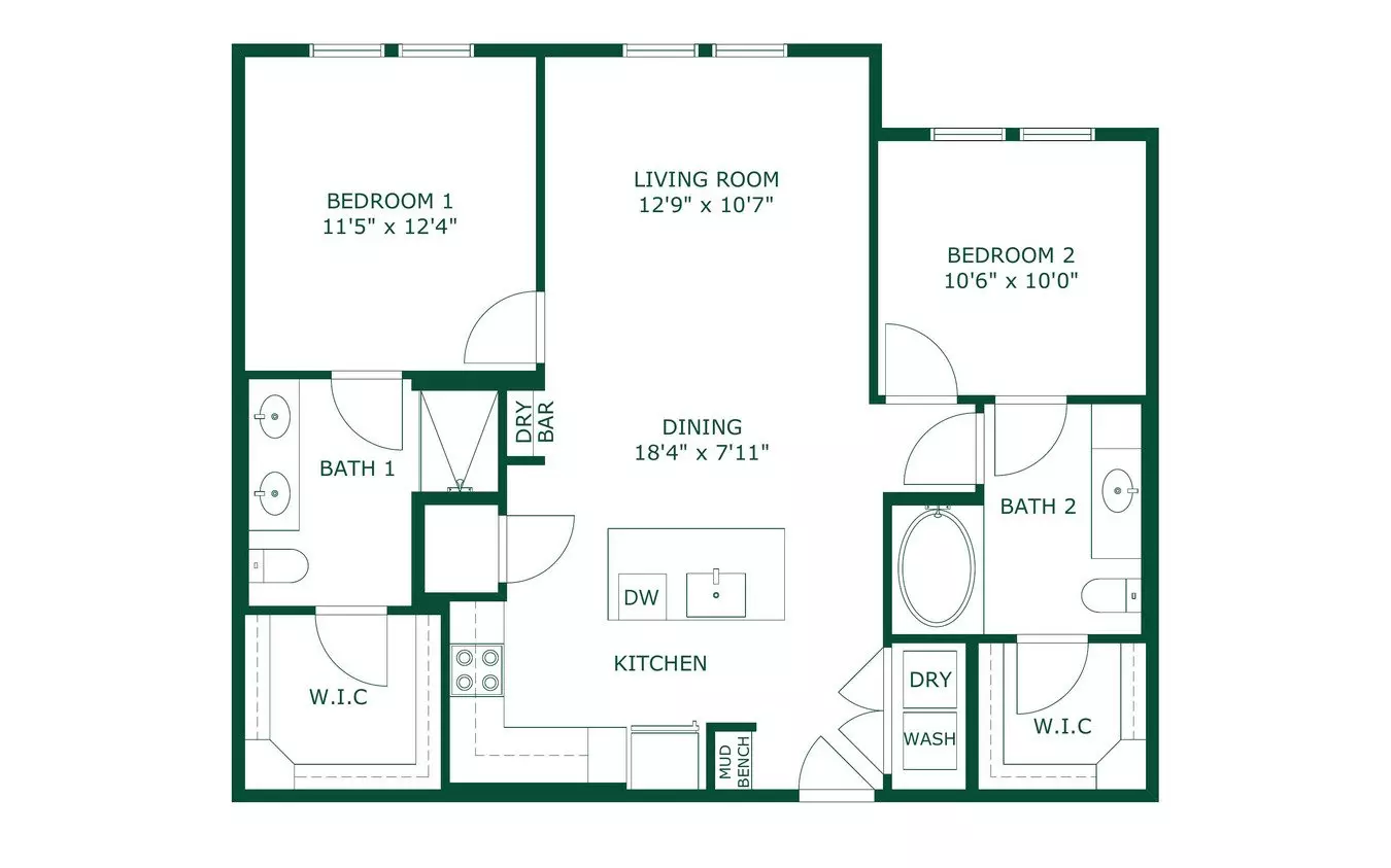 2 Beds • 2 Bath 313 floor plan
