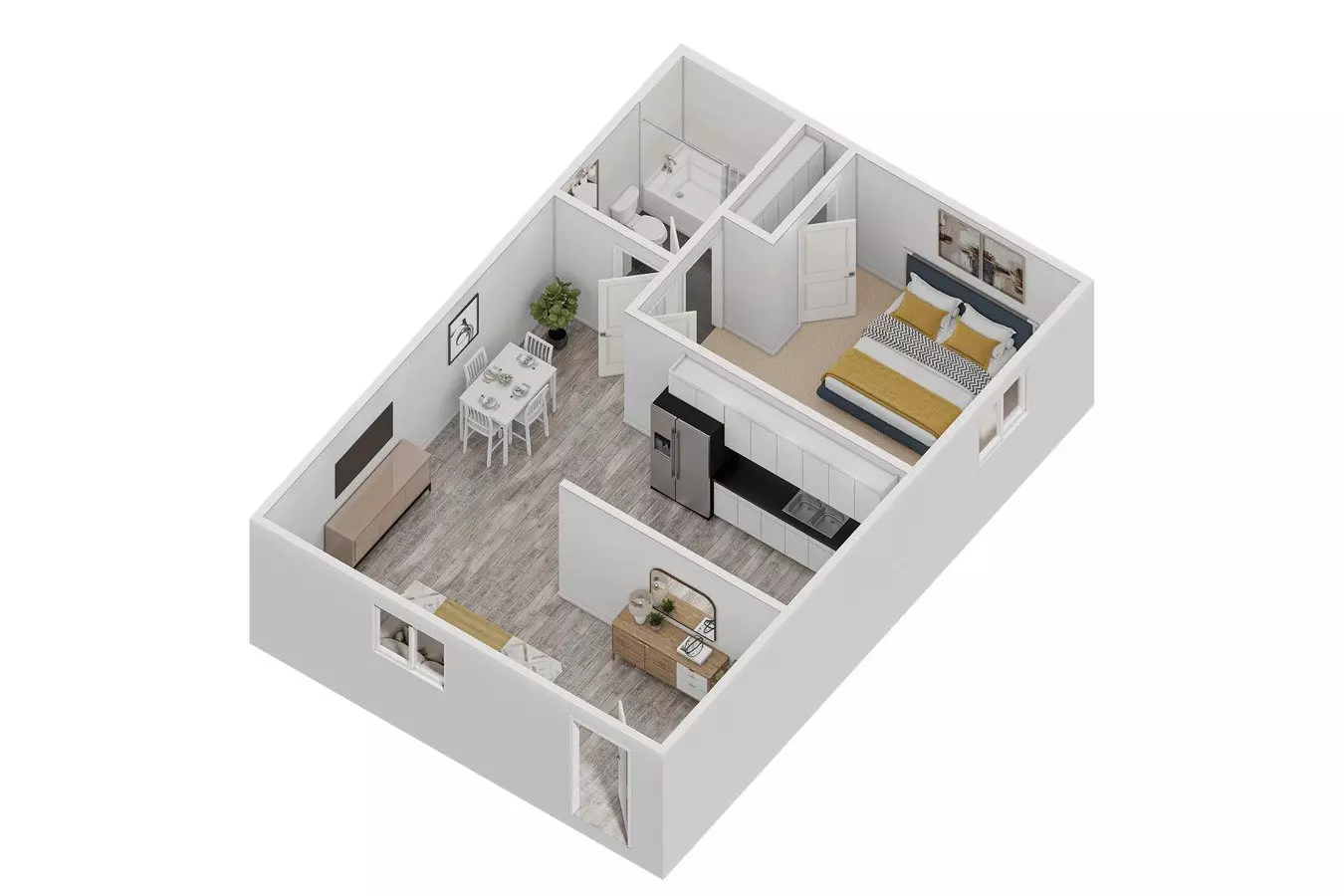 1 Bed • 1 Bath 1-202 floor plan