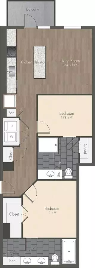 2 Beds • 2 Bath 312 floor plan