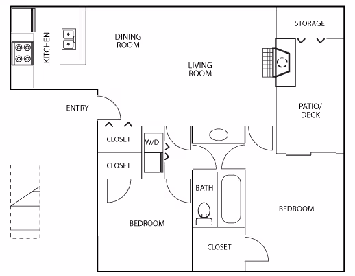 2 Beds • 1 Bath 1060 floor plan