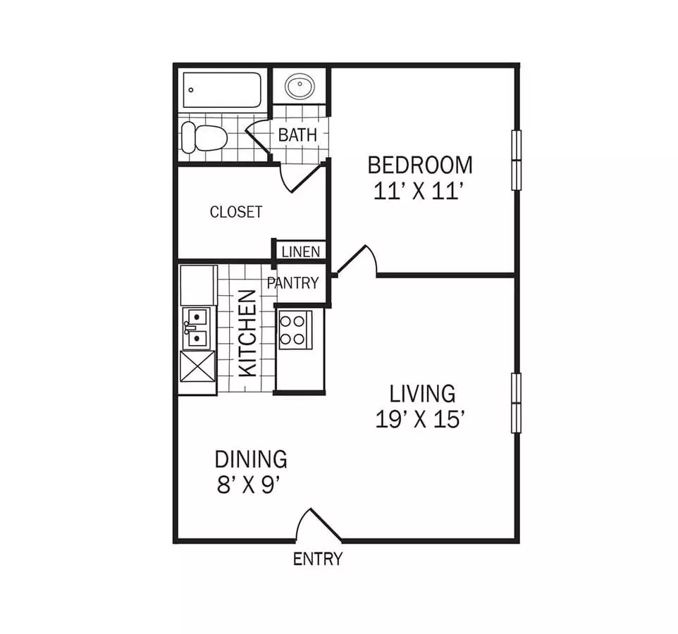 1 Bed • 1 Bath 2213 floor plan