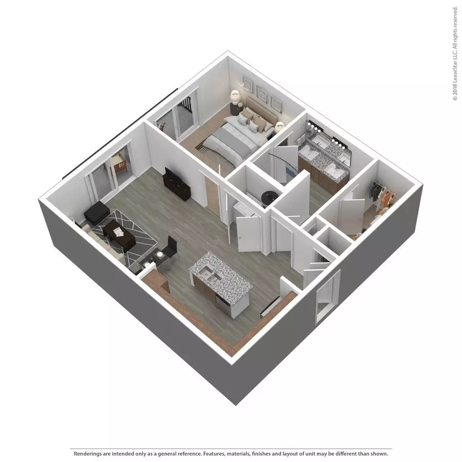1 Bed • 1 Bath 2217 floor plan