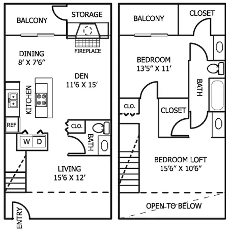 2 Beds • 1 Bath 2046 floor plan