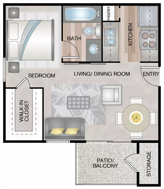 Studio • 1 Bath 0714 floor plan