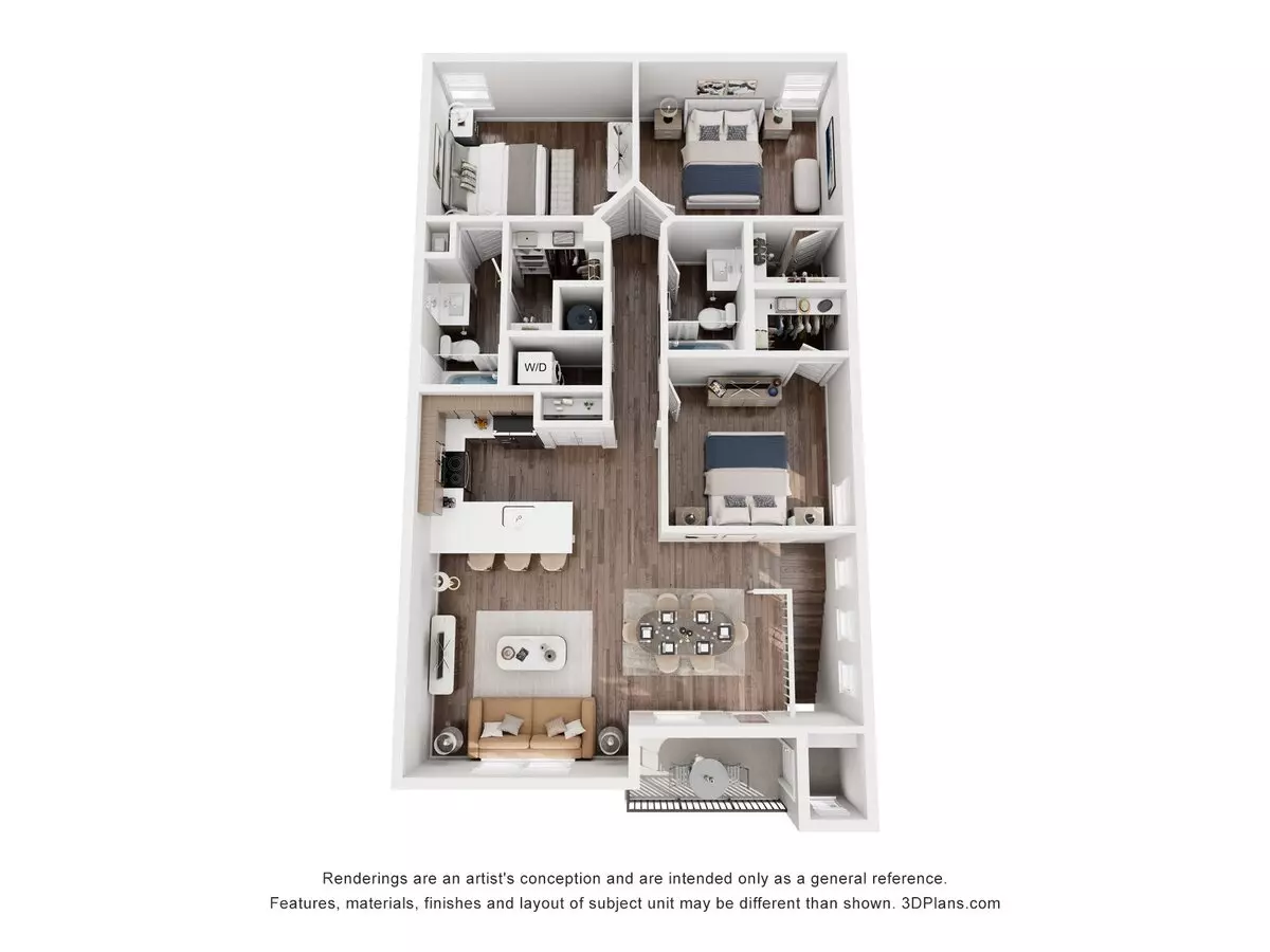 3 Beds • 2 Bath 9847MAR2 floor plan