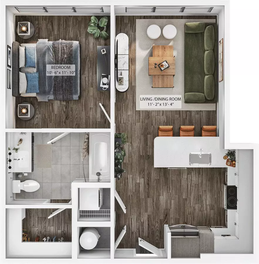 1 Bed • 1 Bath 266 floor plan