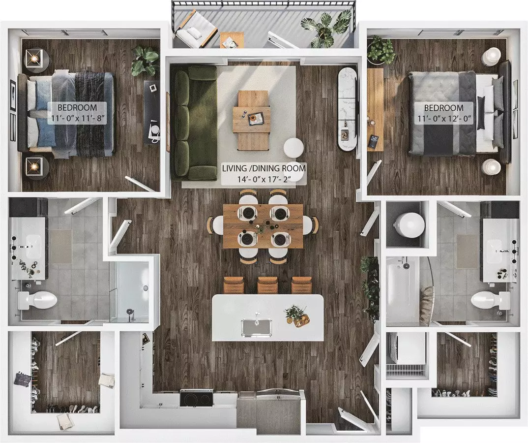 2 Beds • 2 Bath 272 floor plan