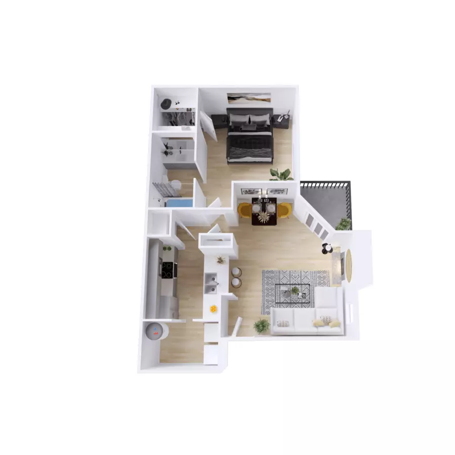 1 Bed • 1 Bath 2016 floor plan