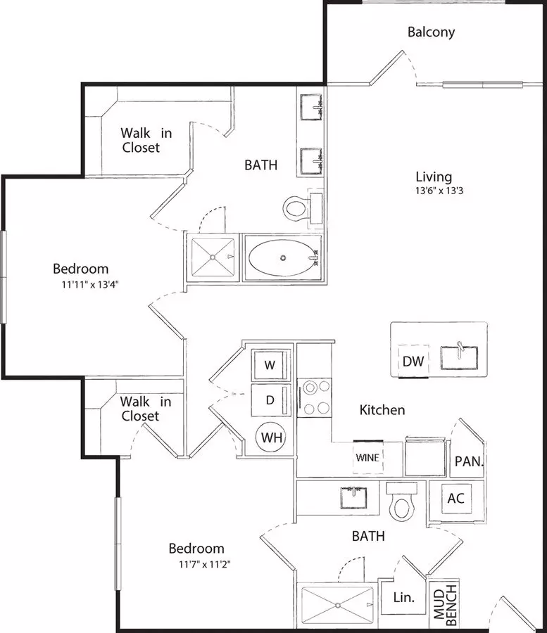 2 Beds • 2 Bath 312 floor plan