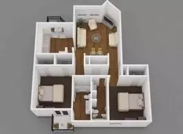 2 Beds • 1 Bath B1F floor plan