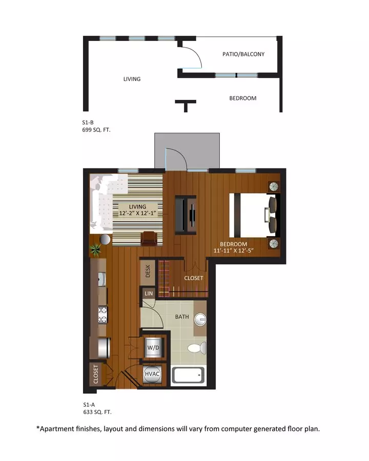 Studio • 1 Bath 1511 floor plan