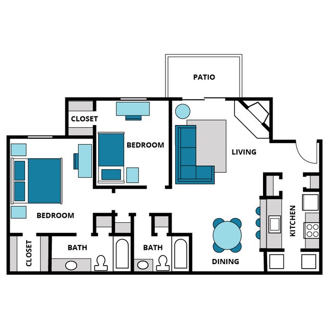 2 Beds • 2 Bath 2207 floor plan