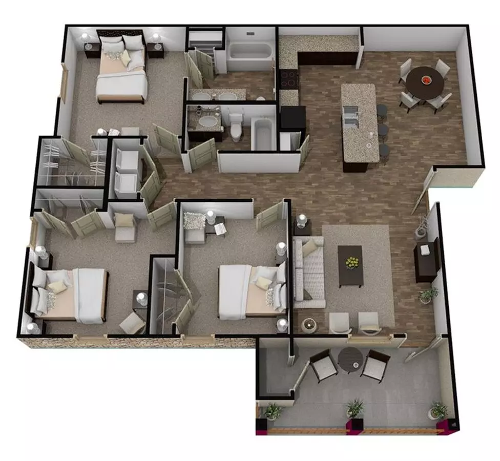 3 Beds • 2 Bath floor plan