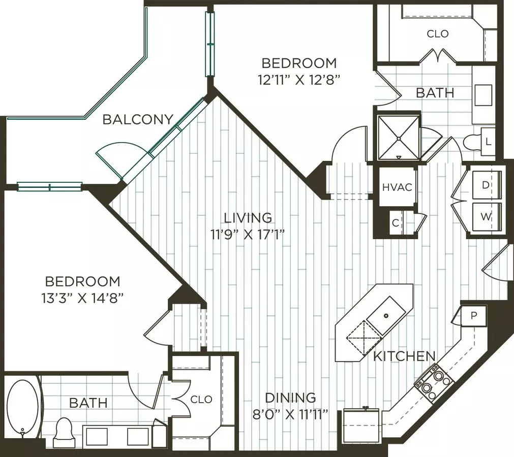 2 Beds • 2 Bath 3032 floor plan