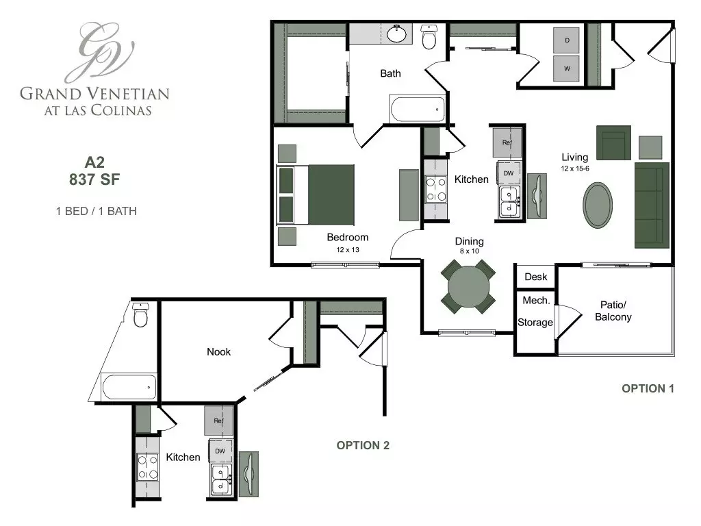 1 Bed • 1 Bath 2325 floor plan