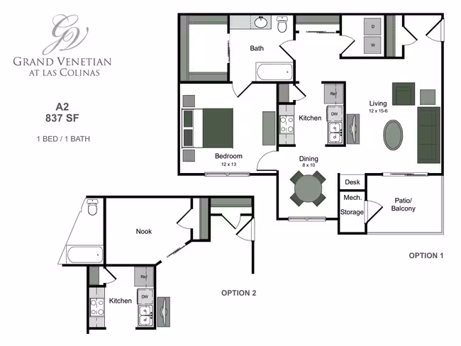 1 Bed • 1 Bath 1537 floor plan