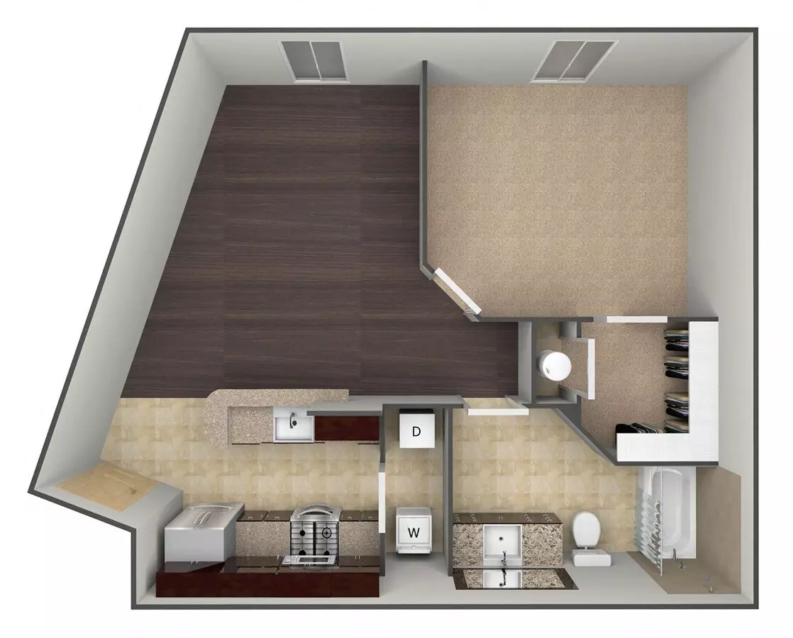 1 Bed • 1 Bath 2126 floor plan