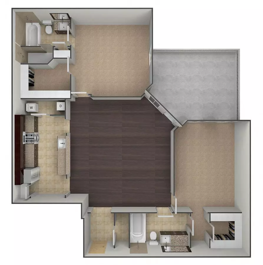 2 Beds • 2 Bath 2129 floor plan