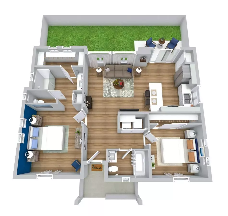 2 Beds • 2 Bath 518 floor plan