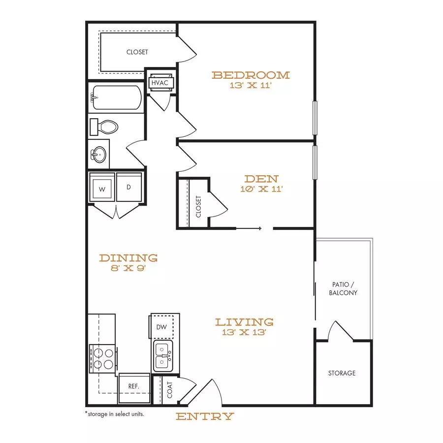 1 Bed • 1 Bath 06725 floor plan