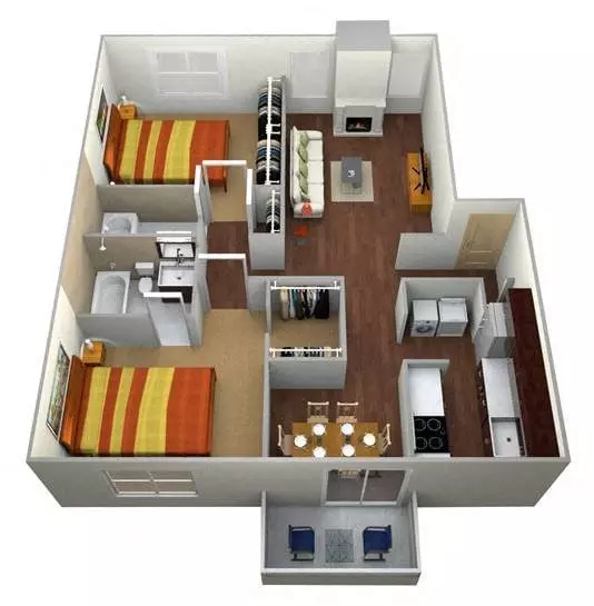 2 Beds • 2 Bath 7730C floor plan