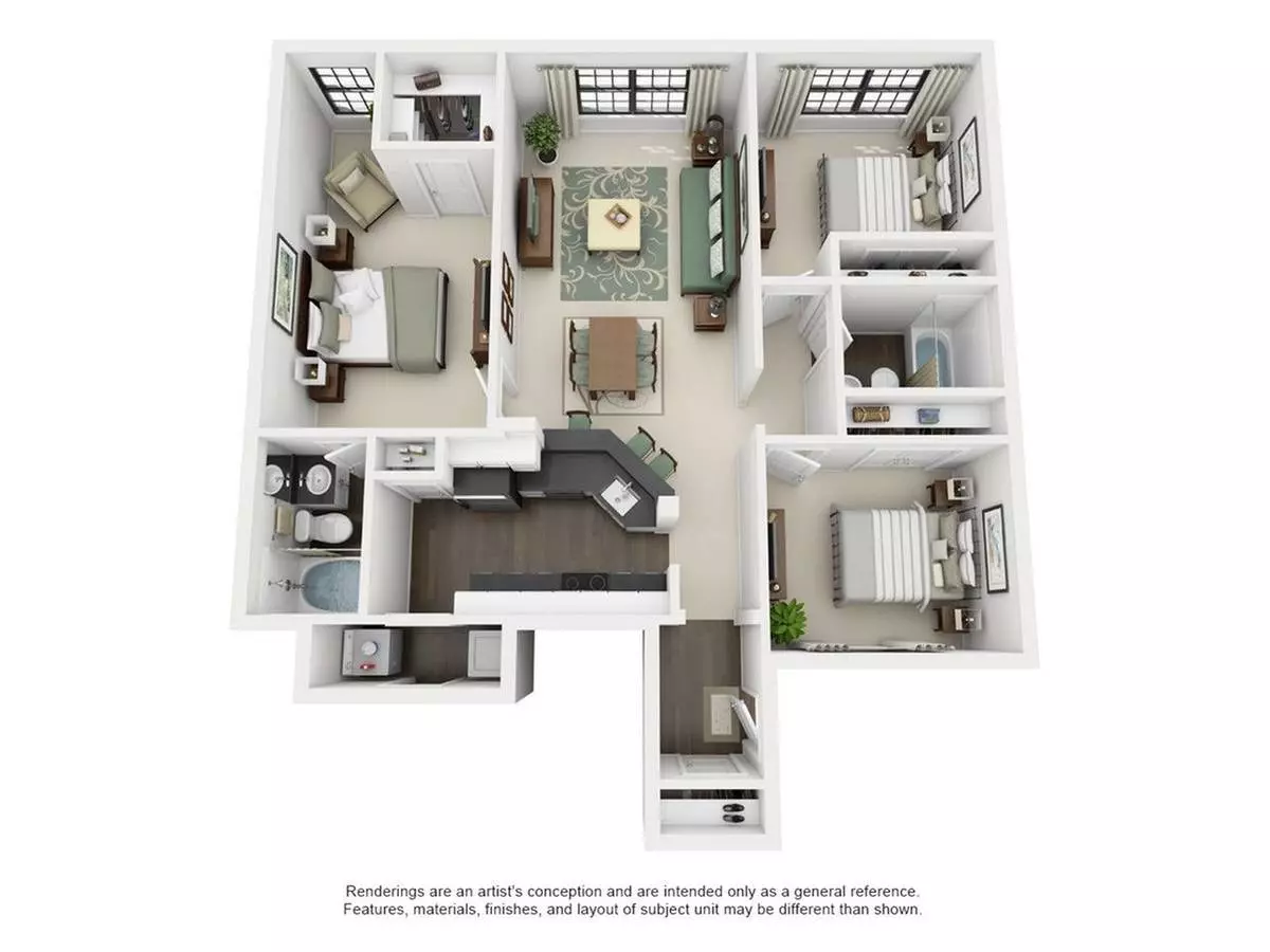3 Beds • 2 Bath 1208 floor plan