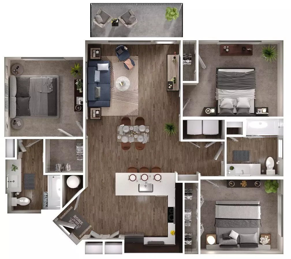 3 Beds • 2 Bath 11302 floor plan