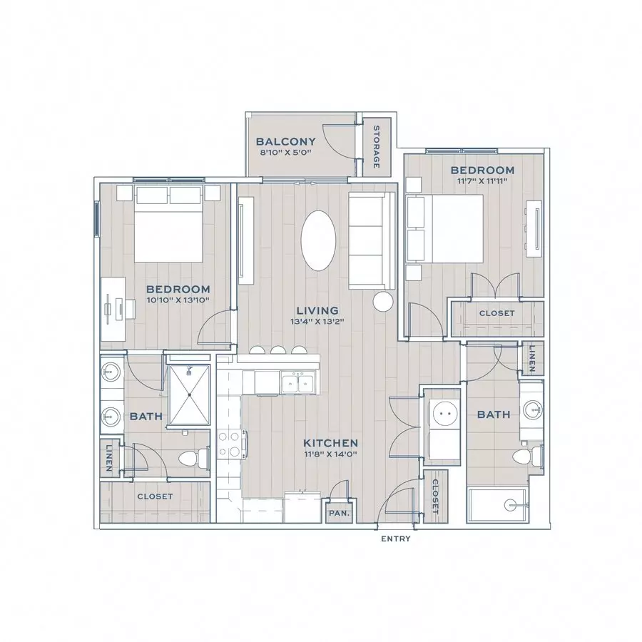 2 Beds • 2 Bath 6204 floor plan