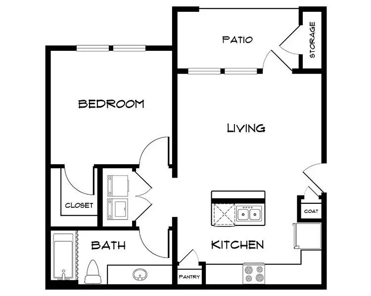 1 Bed • 1 Bath 534 floor plan