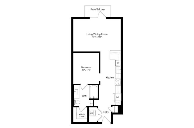 1 Bed • 1 Bath floor plan