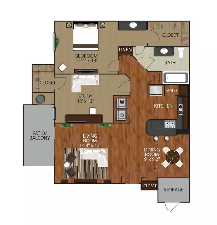 2 Beds • 1 Bath 0512 floor plan