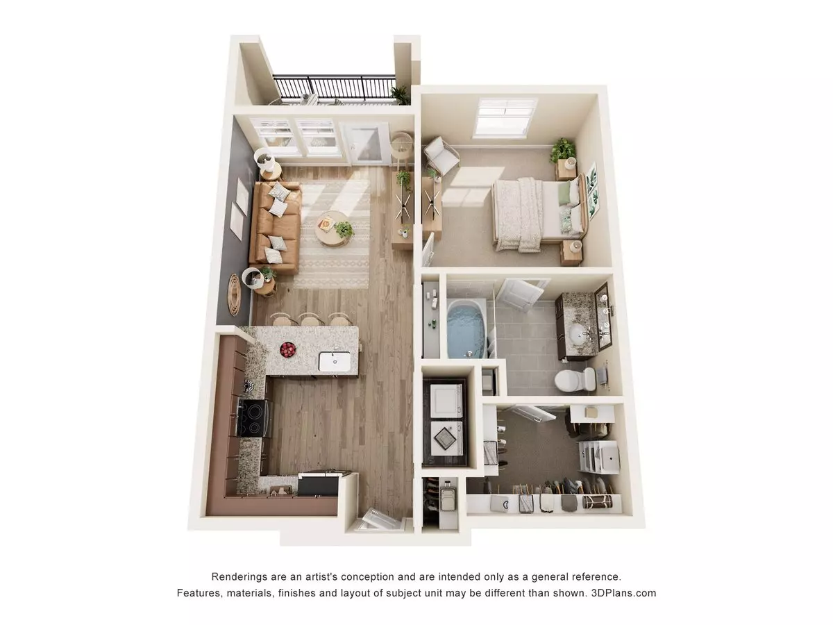 1 Bed • 1 Bath 06202 floor plan
