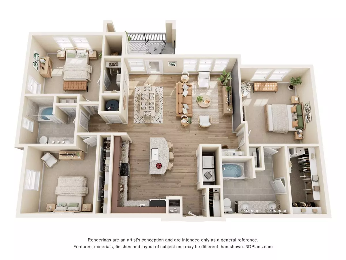 3 Beds • 2 Bath 05107 floor plan