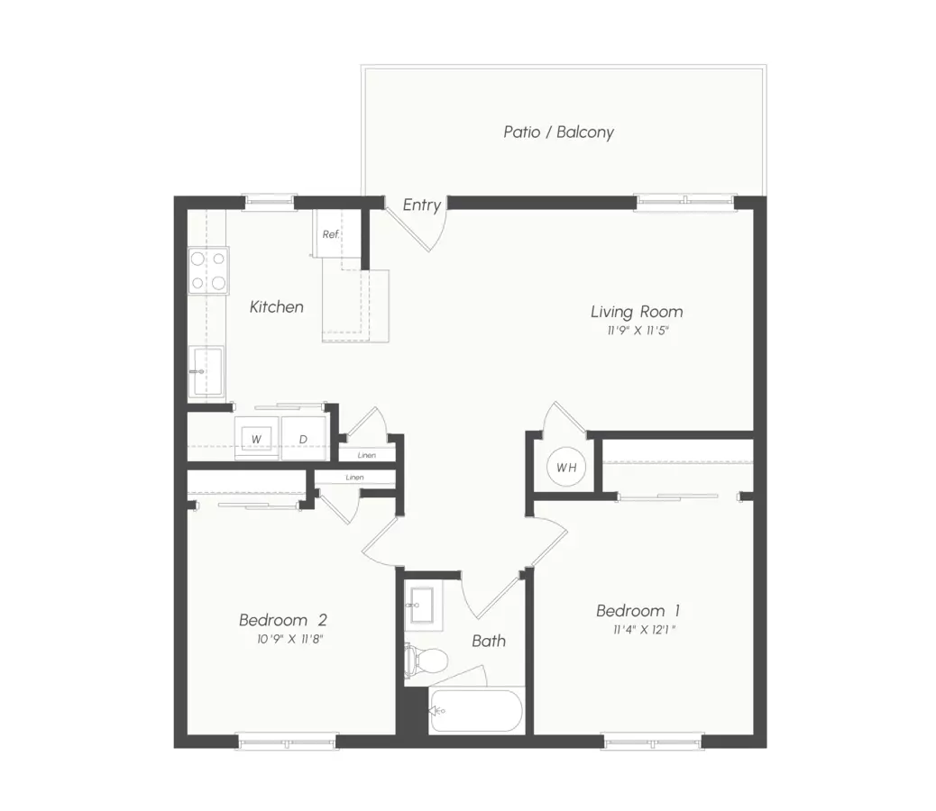 B1 | 2 Bed | 2 Bath 215 floor plan