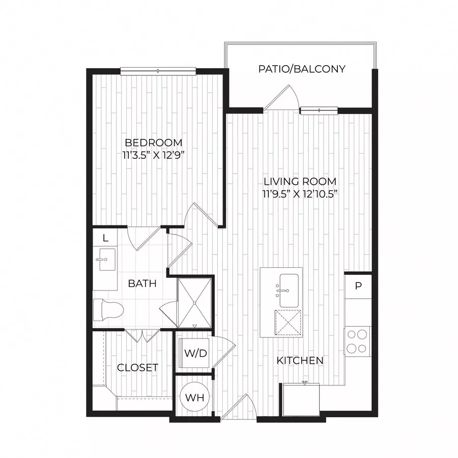 1 Bed • 1 Bath 2106 floor plan