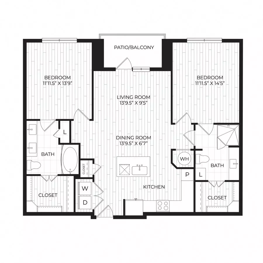 2 Beds • 2 Bath 1318 floor plan