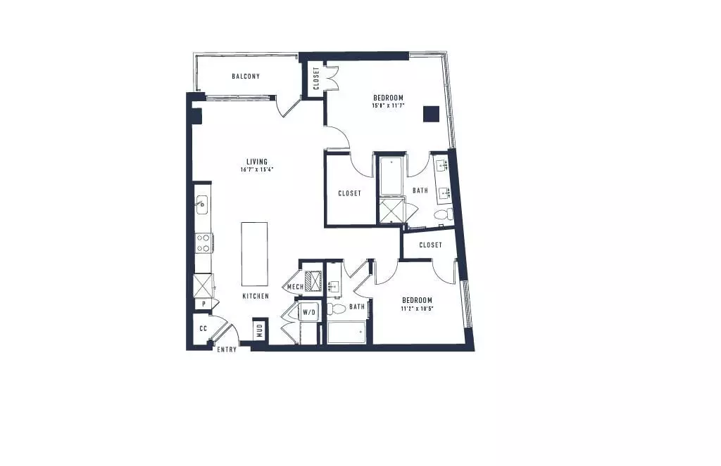 2 Beds • 2 Bath 801 floor plan