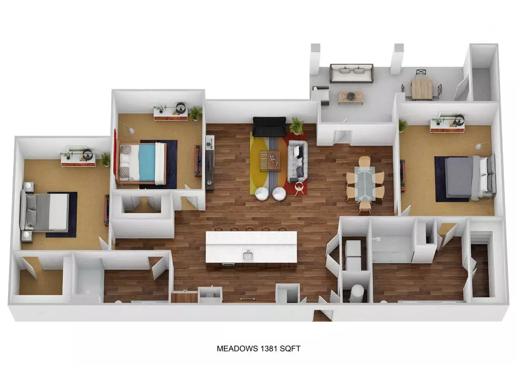 3 Beds • 2 Bath 18111 floor plan
