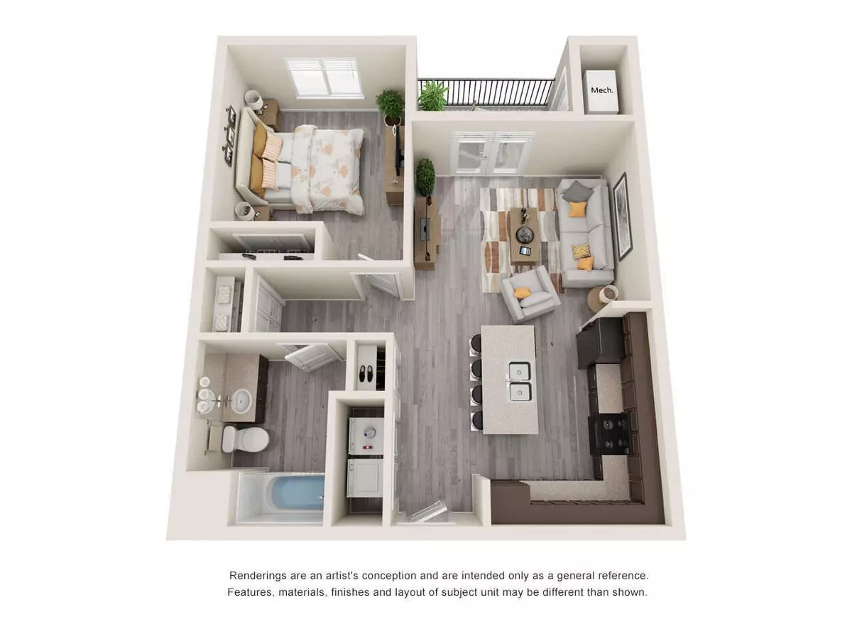 1 Bed • 1 Bath 5116 floor plan