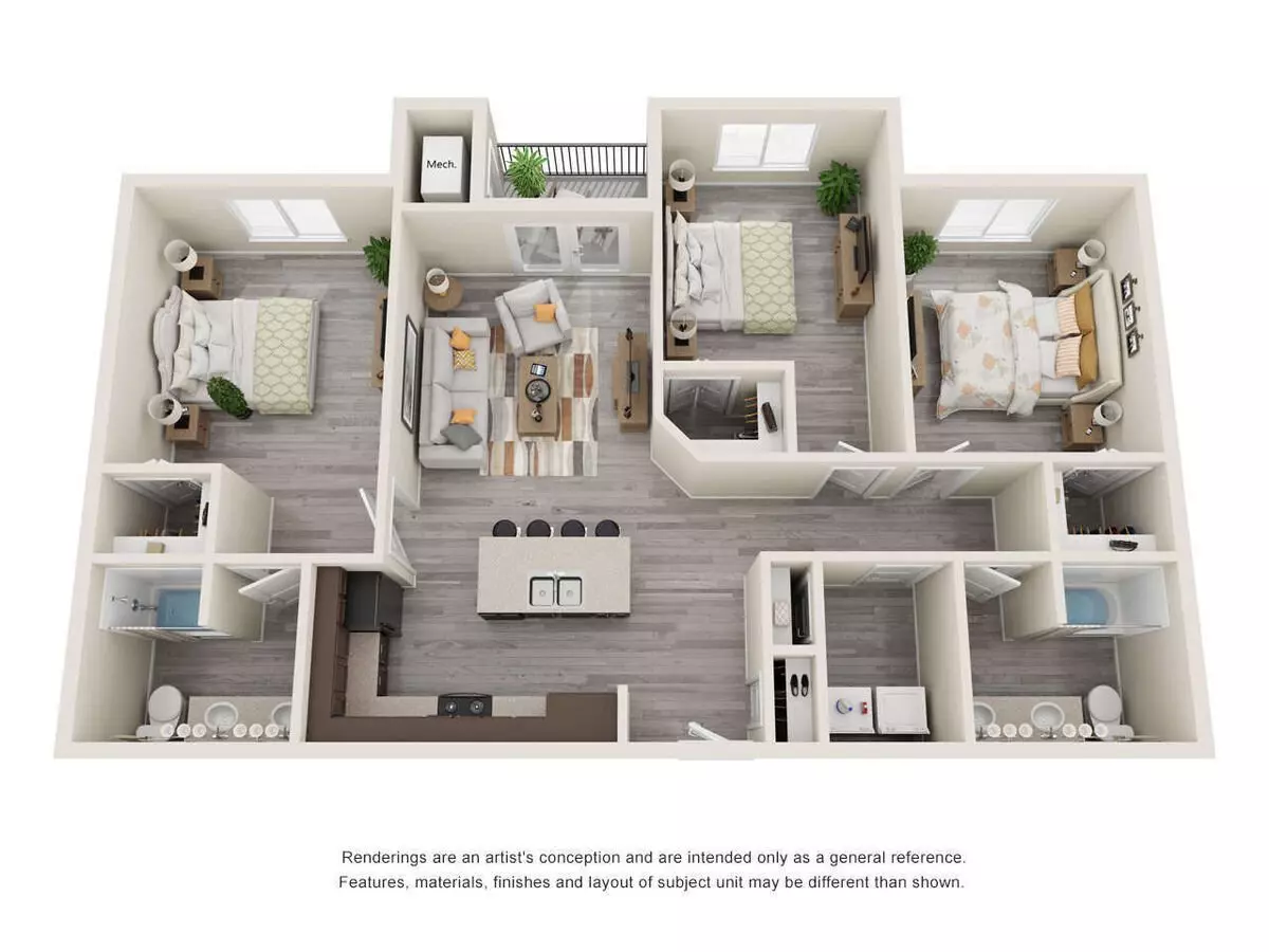 3 Beds • 2 Bath 1204 floor plan