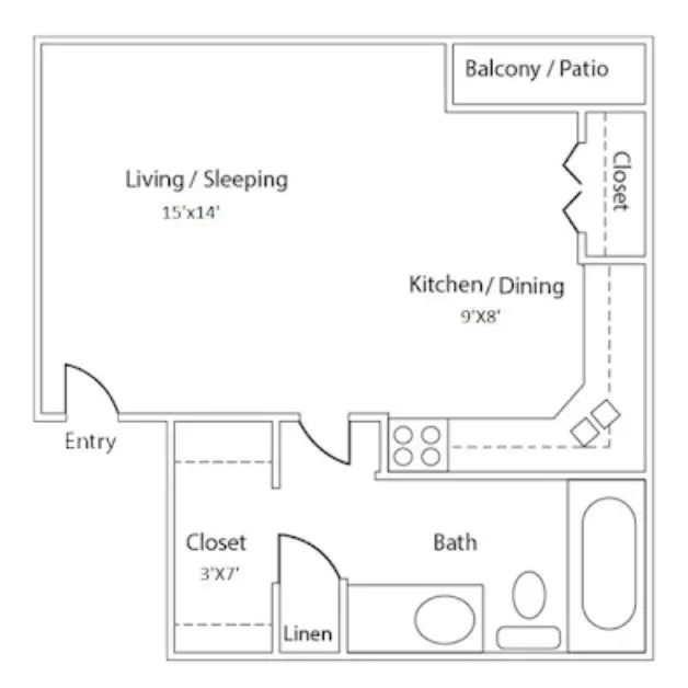 Studio • 1 Bath 131 floor plan