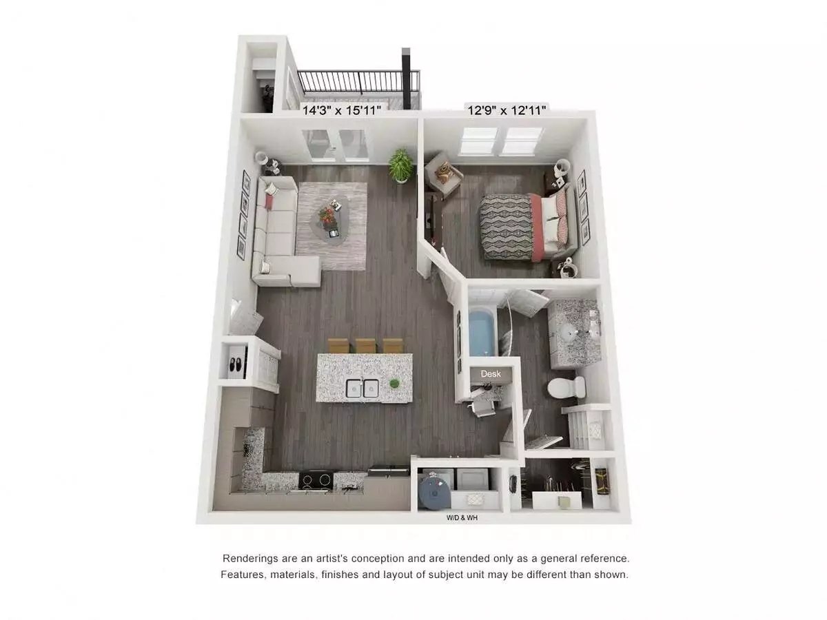 1 Bed • 1 Bath 11208 floor plan