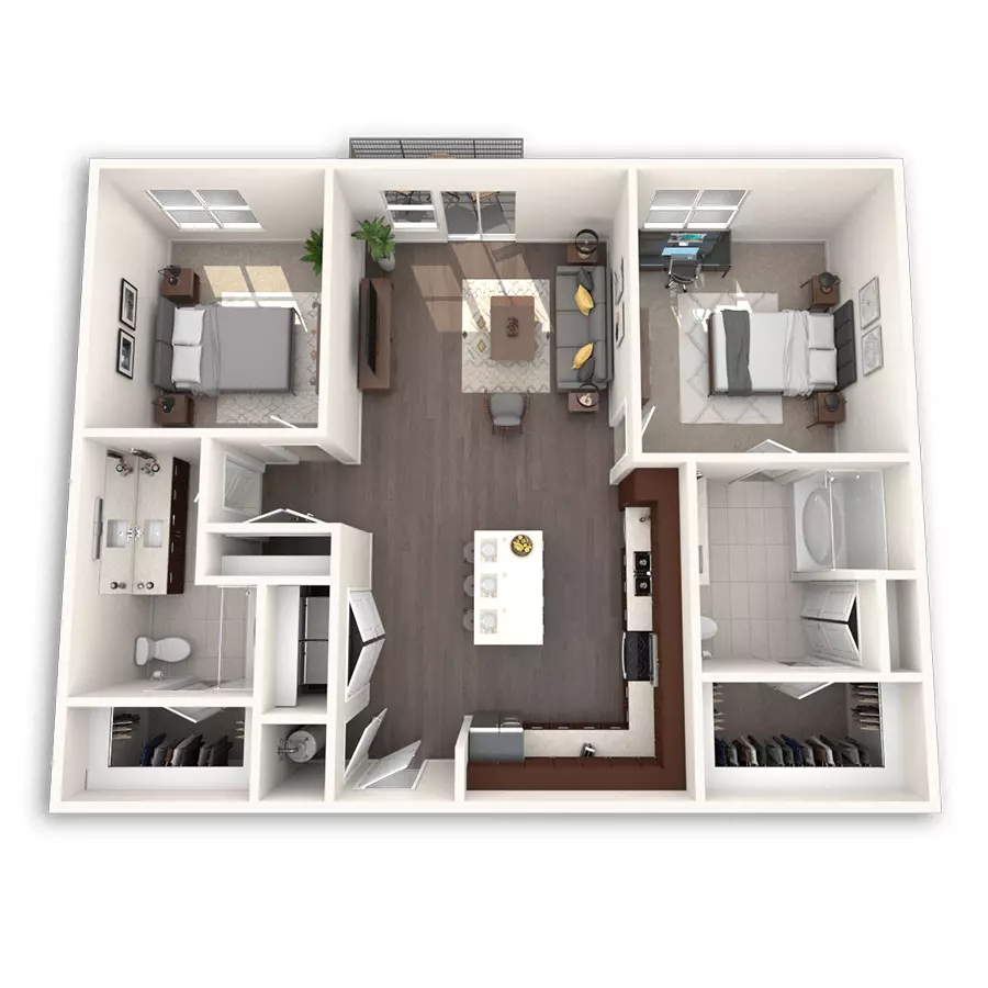 2 Beds • 2 Bath 06202 floor plan